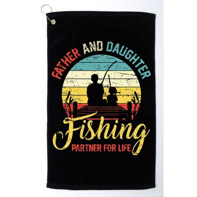 Father Daughter Fishing Partner For Life Retro Matching Dad Golf Towel
