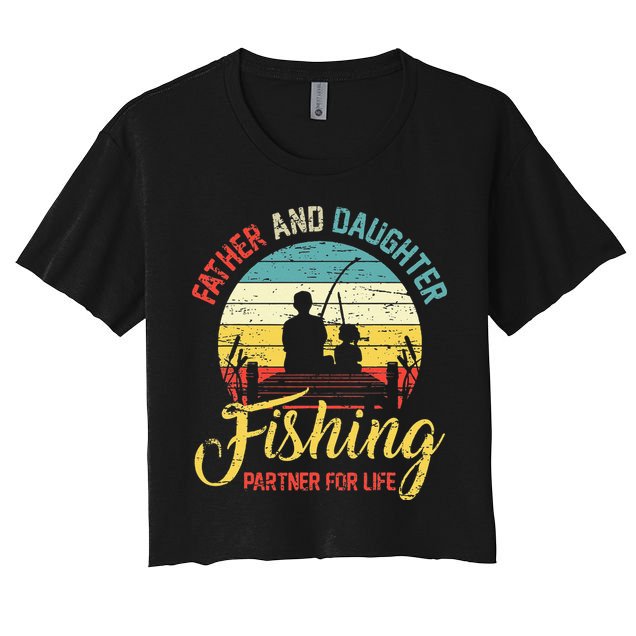 Father Daughter Fishing Partner For Life Retro Matching Dad Crop Top