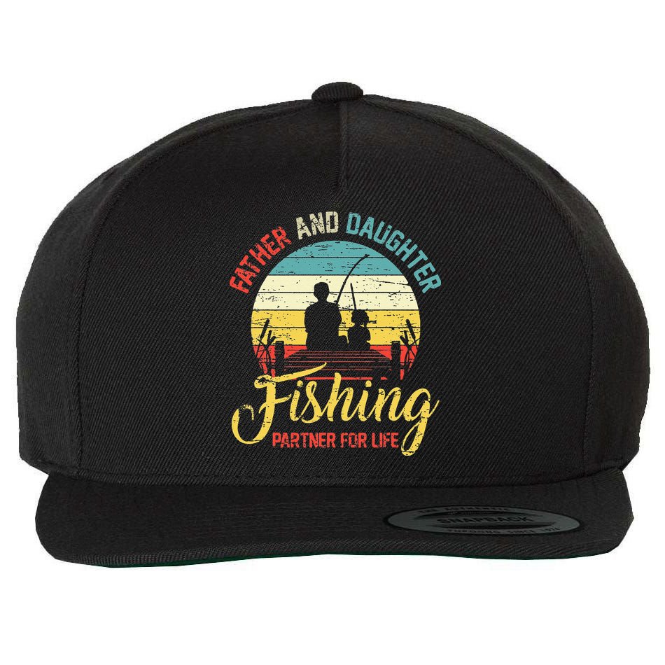 Father Daughter Fishing Partner For Life Retro Matching Dad Wool Snapback Cap