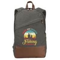 Father Daughter Fishing Partner For Life Retro Matching Dad Cotton Canvas Backpack