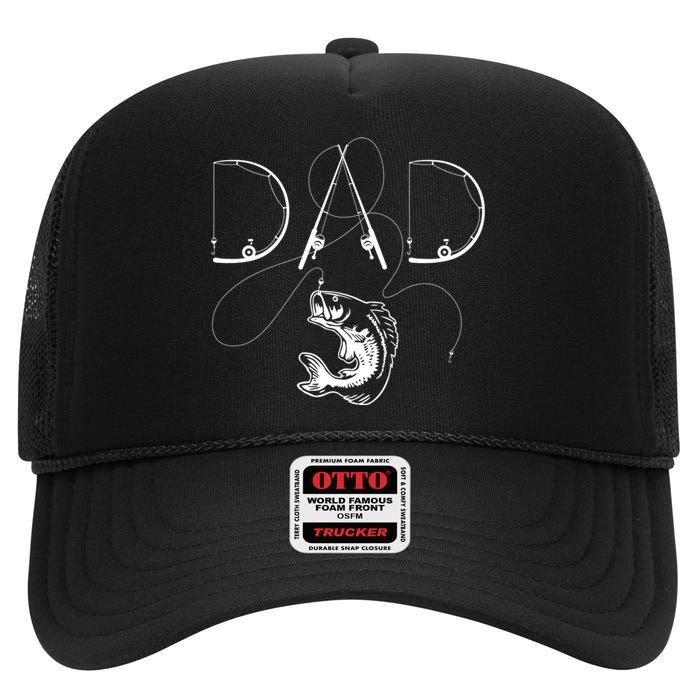 Fisherman Dad Fishing Enthusiast Fish Lover Daddy Father High Crown Mesh Back Trucker Hat