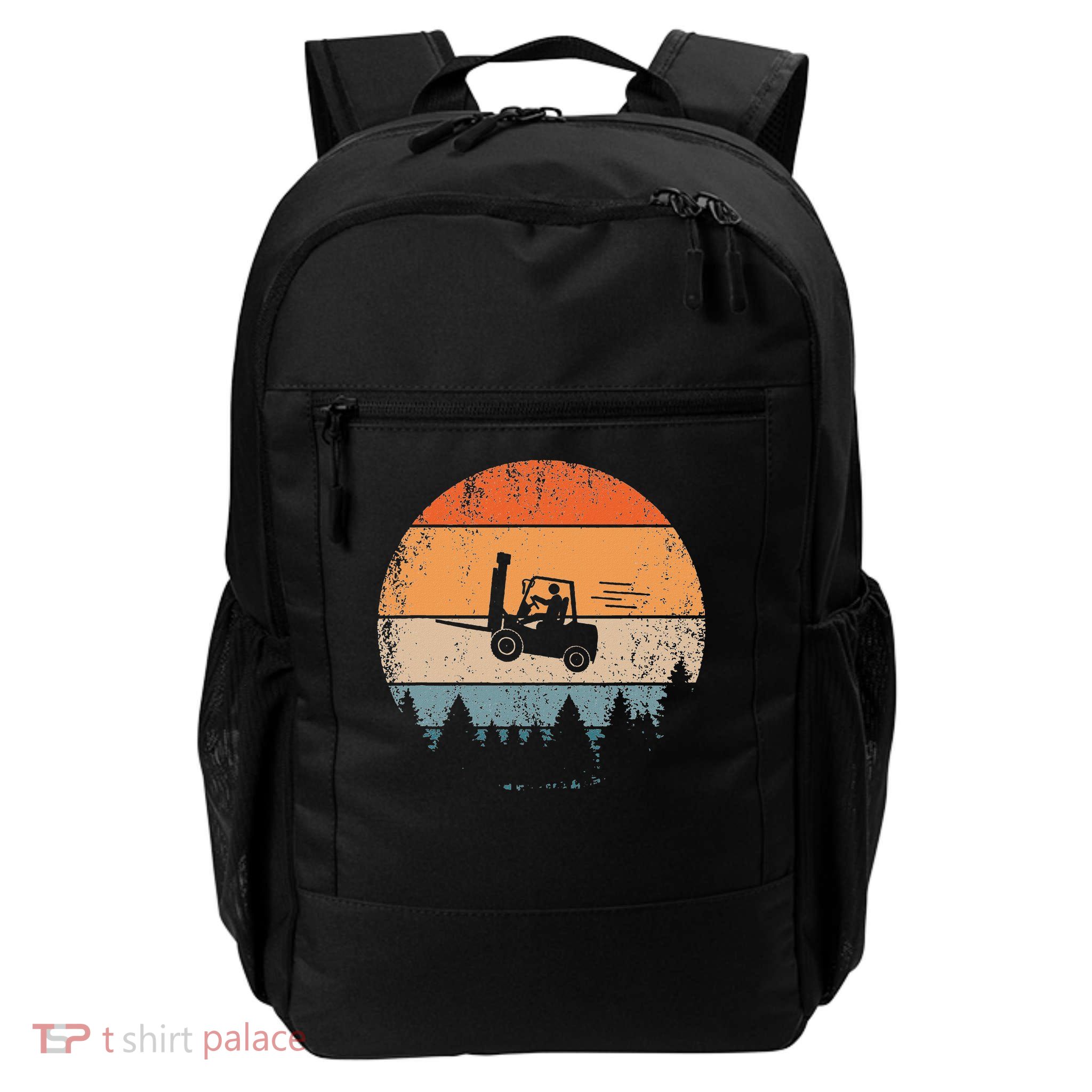 Forklift Driver Flying Forklifter Retro Fork Lift Truck Daily Commute Backpack