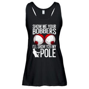 Fathers Day Funny Show Me Your Bobbers Cool Fishing Ladies Essential Flowy Tank