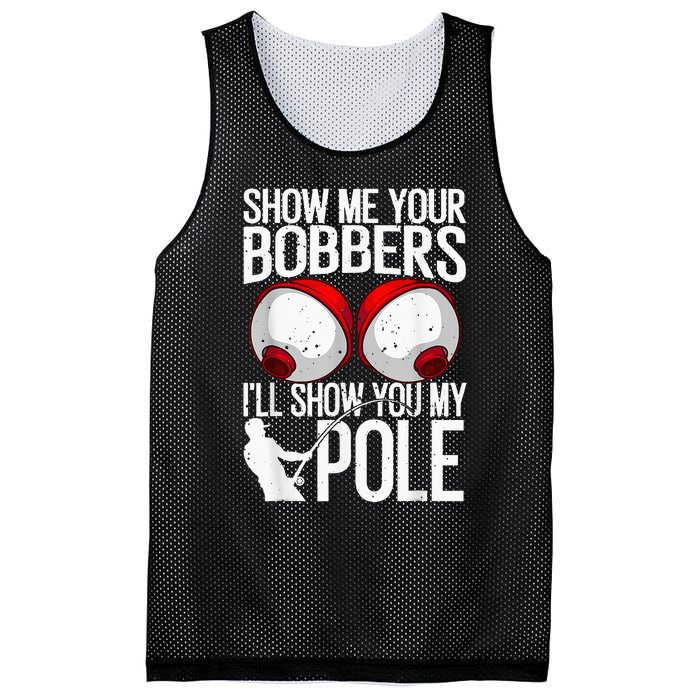 Fathers Day Funny Show Me Your Bobbers Cool Fishing Mesh Reversible Basketball Jersey Tank