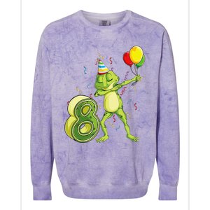 Funny Dab Frog 8th Birthday Eight 8 Years Old Bday Colorblast Crewneck Sweatshirt