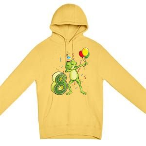 Funny Dab Frog 8th Birthday Eight 8 Years Old Bday Premium Pullover Hoodie