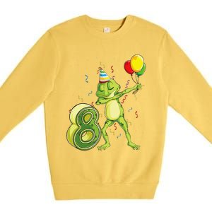 Funny Dab Frog 8th Birthday Eight 8 Years Old Bday Premium Crewneck Sweatshirt