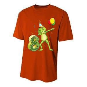 Funny Dab Frog 8th Birthday Eight 8 Years Old Bday Performance Sprint T-Shirt