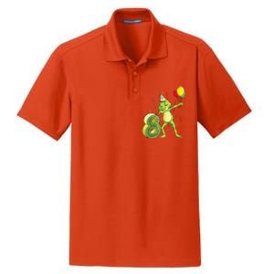 Funny Dab Frog 8th Birthday Eight 8 Years Old Bday Dry Zone Grid Polo