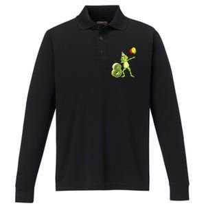 Funny Dab Frog 8th Birthday Eight 8 Years Old Bday Performance Long Sleeve Polo