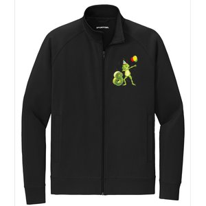 Funny Dab Frog 8th Birthday Eight 8 Years Old Bday Stretch Full-Zip Cadet Jacket