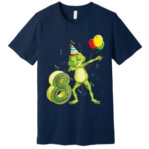 Funny Dab Frog 8th Birthday Eight 8 Years Old Bday Premium T-Shirt