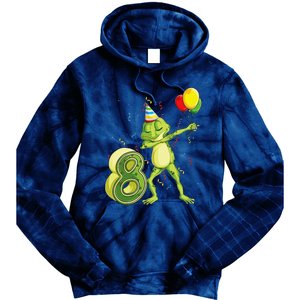 Funny Dab Frog 8th Birthday Eight 8 Years Old Bday Tie Dye Hoodie