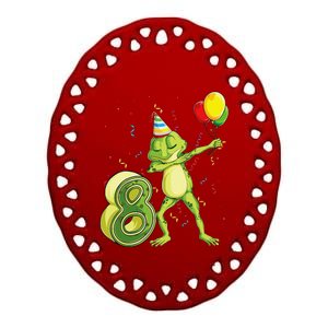 Funny Dab Frog 8th Birthday Eight 8 Years Old Bday Ceramic Oval Ornament