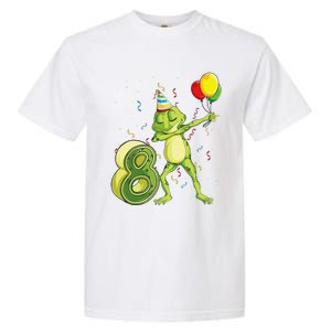 Funny Dab Frog 8th Birthday Eight 8 Years Old Bday Garment-Dyed Heavyweight T-Shirt