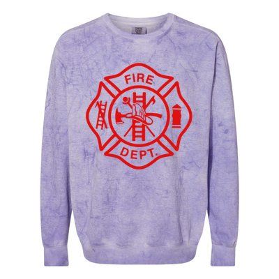 Fire Departt Fire Firefighter Emblem Halloween Costume Gift Colorblast Crewneck Sweatshirt