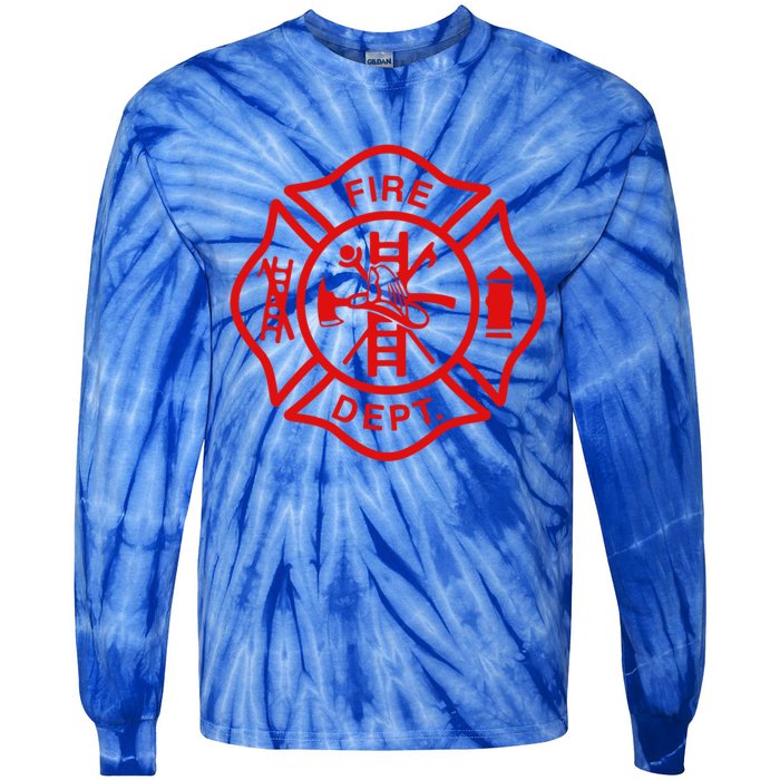 Fire Departt Fire Firefighter Emblem Halloween Costume Gift Tie-Dye Long Sleeve Shirt