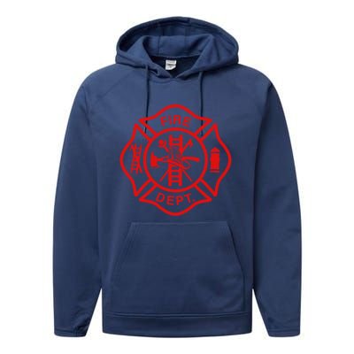 Fire Departt Fire Firefighter Emblem Halloween Costume Gift Performance Fleece Hoodie