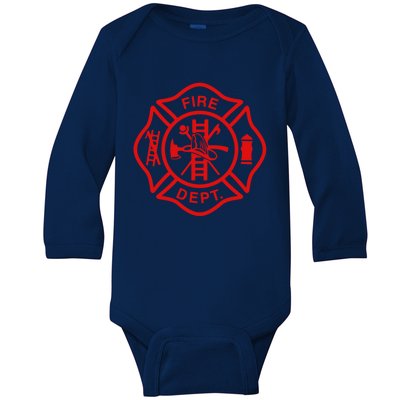 Fire Departt Fire Firefighter Emblem Halloween Costume Gift Baby Long Sleeve Bodysuit