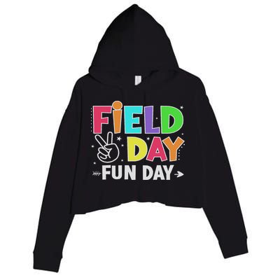 Field Day Fun Day Funny For Teacher Field Day 2025 Crop Fleece Hoodie
