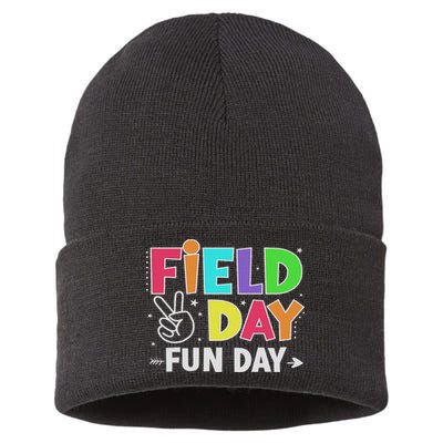 Field Day Fun Day Funny For Teacher Field Day 2025 Sustainable Knit Beanie