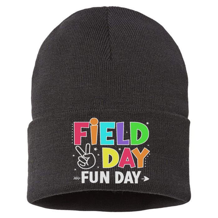 Field Day Fun Day Funny For Teacher Field Day 2025 Sustainable Knit Beanie