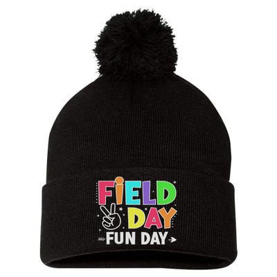 Field Day Fun Day Funny For Teacher Field Day 2025 Pom Pom 12in Knit Beanie