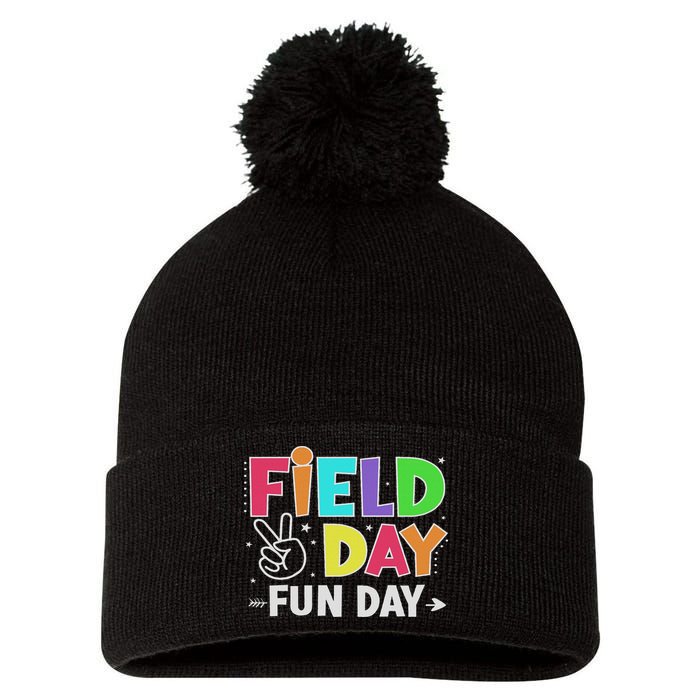 Field Day Fun Day Funny For Teacher Field Day 2025 Pom Pom 12in Knit Beanie