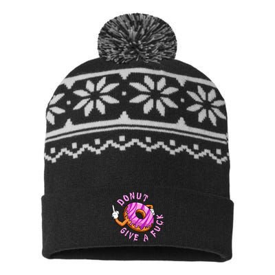 Funny Doughnut Funny Donut USA-Made Snowflake Beanie