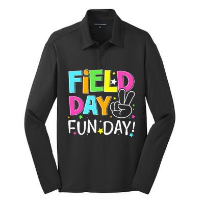 Field Day Fun Day Last Day Of School Teacher Student Silk Touch Performance Long Sleeve Polo