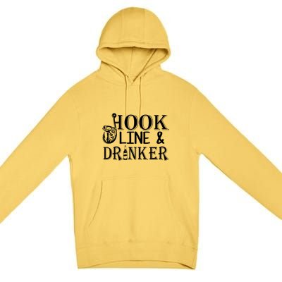 Father's Day Fishing Hook Line And Drinker Gift Fishing Dad Premium Pullover Hoodie