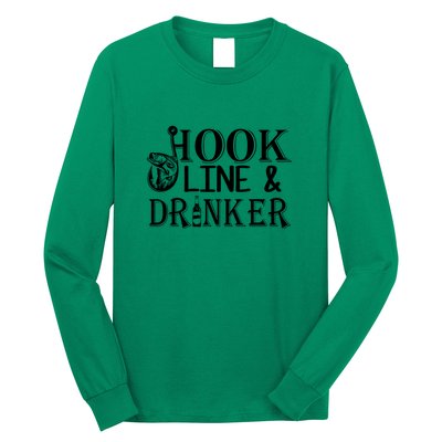 Father's Day Fishing Hook Line And Drinker Gift Fishing Dad Long Sleeve Shirt