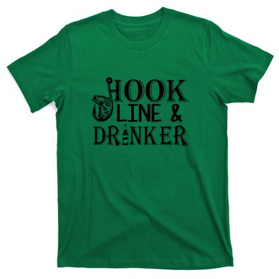 Father's Day Fishing Hook Line And Drinker Gift Fishing Dad T-Shirt