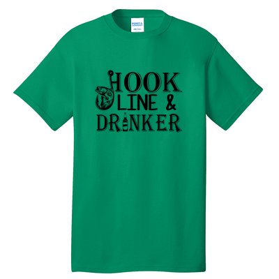 Father's Day Fishing Hook Line And Drinker Gift Fishing Dad Tall T-Shirt