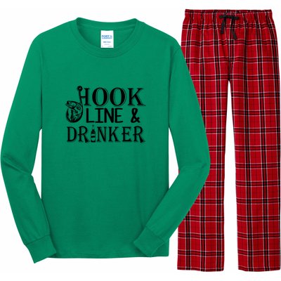 Father's Day Fishing Hook Line And Drinker Gift Fishing Dad Long Sleeve Pajama Set