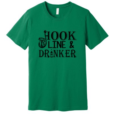 Father's Day Fishing Hook Line And Drinker Gift Fishing Dad Premium T-Shirt