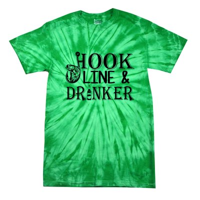 Father's Day Fishing Hook Line And Drinker Gift Fishing Dad Tie-Dye T-Shirt