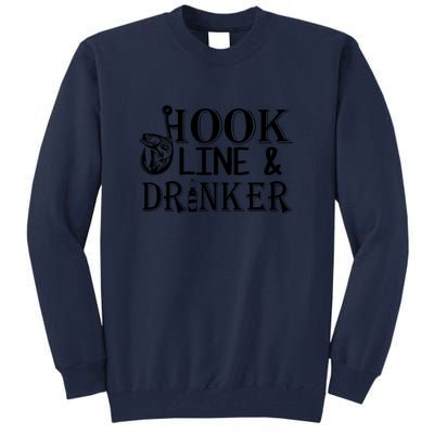 Father's Day Fishing Hook Line And Drinker Gift Fishing Dad Tall Sweatshirt