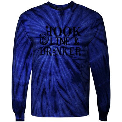 Father's Day Fishing Hook Line And Drinker Gift Fishing Dad Tie-Dye Long Sleeve Shirt