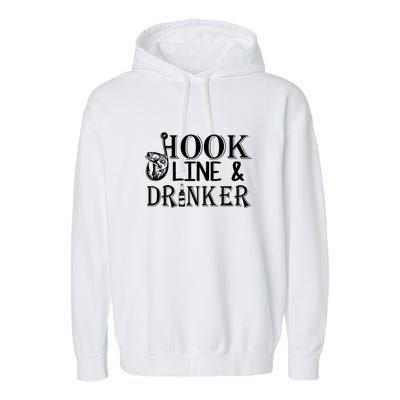 Father's Day Fishing Hook Line And Drinker Gift Fishing Dad Garment-Dyed Fleece Hoodie