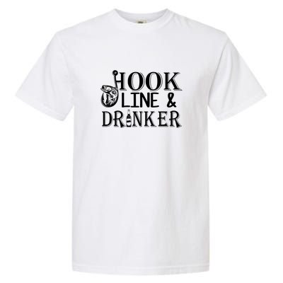 Father's Day Fishing Hook Line And Drinker Gift Fishing Dad Garment-Dyed Heavyweight T-Shirt