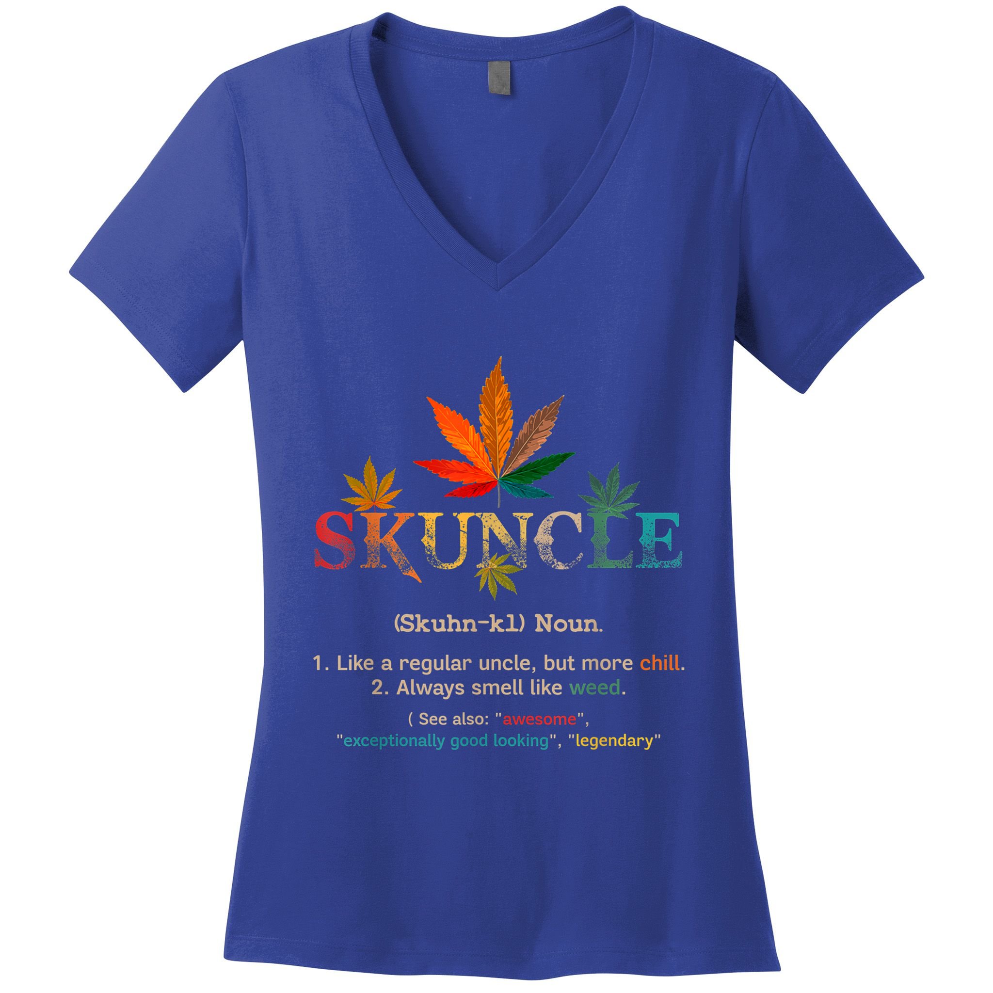 FatherS Day Funny Retro Vintage Uncle Wear Skuncle Skunkle Gift Women's V-Neck T-Shirt