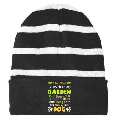 Funny dog For Gardener Garden Gardening dog Lovers Garden Striped Beanie with Solid Band