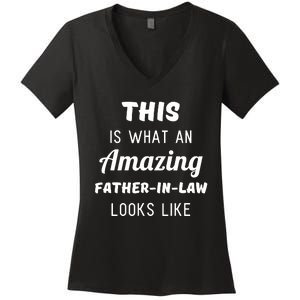 Funny Dad Fathers Day Gift From Daughter Son In Law Women's V-Neck T-Shirt