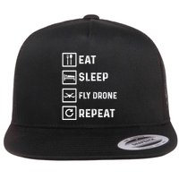 Funny Drone Flying Day Design Drones Pilot Gift Flat Bill Trucker Hat