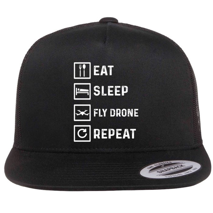 Funny Drone Flying Day Design Drones Pilot Gift Flat Bill Trucker Hat