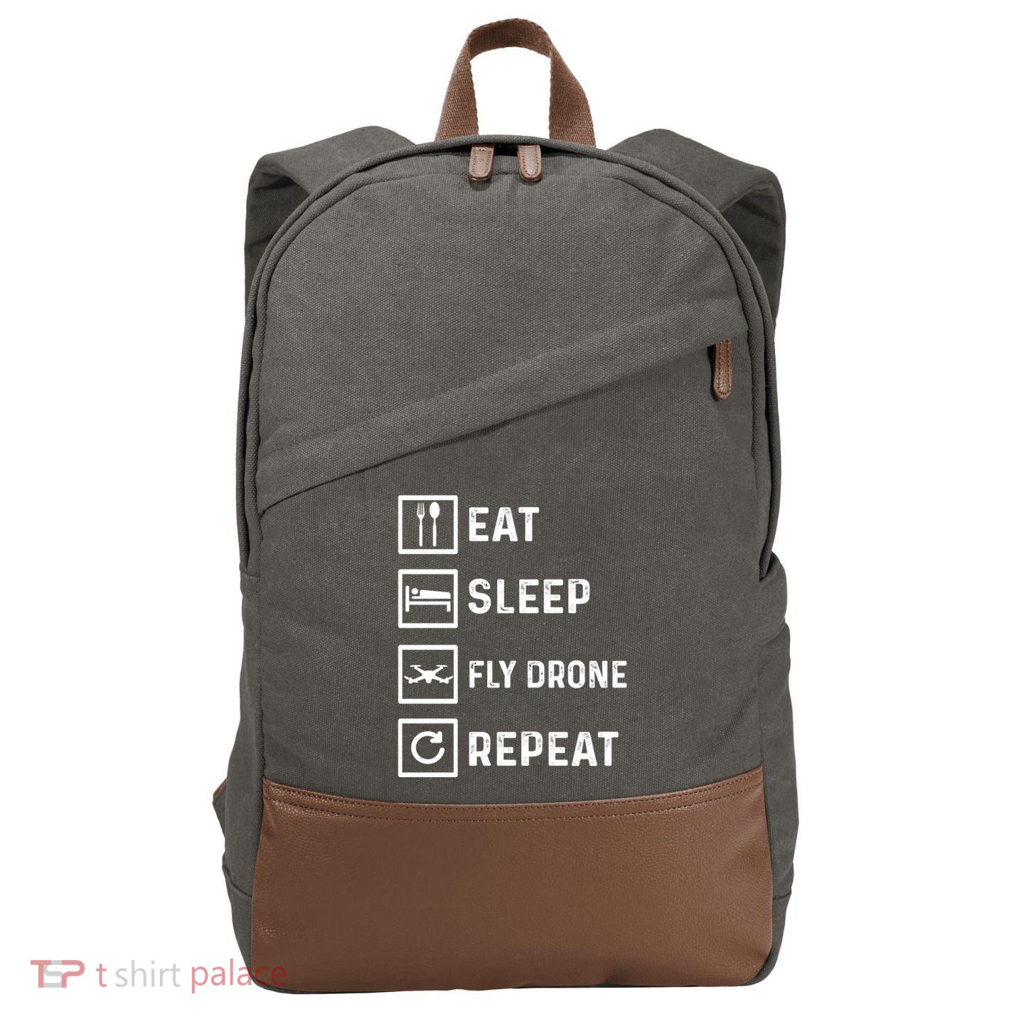 Funny Drone Flying Day Design Drones Pilot Gift Cotton Canvas Backpack