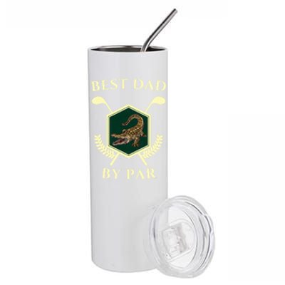 FatherS Day Golf Design Crocodile Lover Best Dad By Par Gift Stainless Steel Tumbler