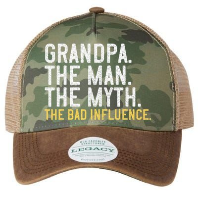 FatherS Day Gift Grandpa The Man The Myth The Bad Influence Legacy Tie Dye Trucker Hat