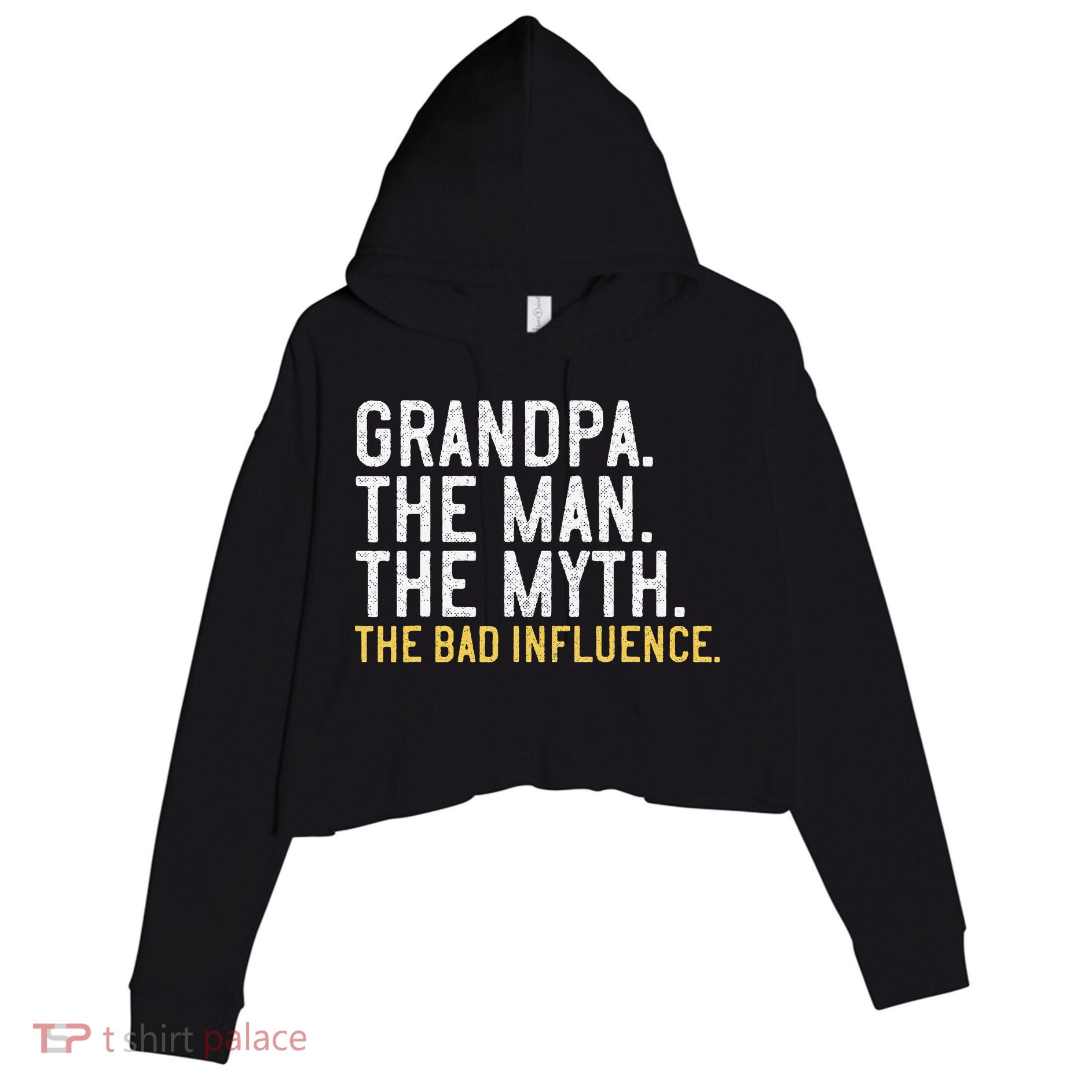 FatherS Day Gift Grandpa The Man The Myth The Bad Influence Crop Fleece Hoodie
